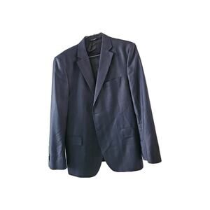 Mens Striped Sport Coat 46R US Size SARAR Dark Blue Wool Blazer Jacket